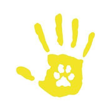 Yellow Paw Logo - Athena Dog Human Hand Paw Logo Vinyl Window Auto Truck