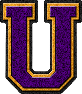 Gold U Logo - Presentation Alphabets: Purple & Gold Varsity Letter U