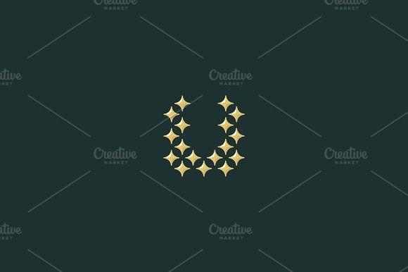 Gold U Logo - Stars letter U vector logo Logo Templates Creative Market
