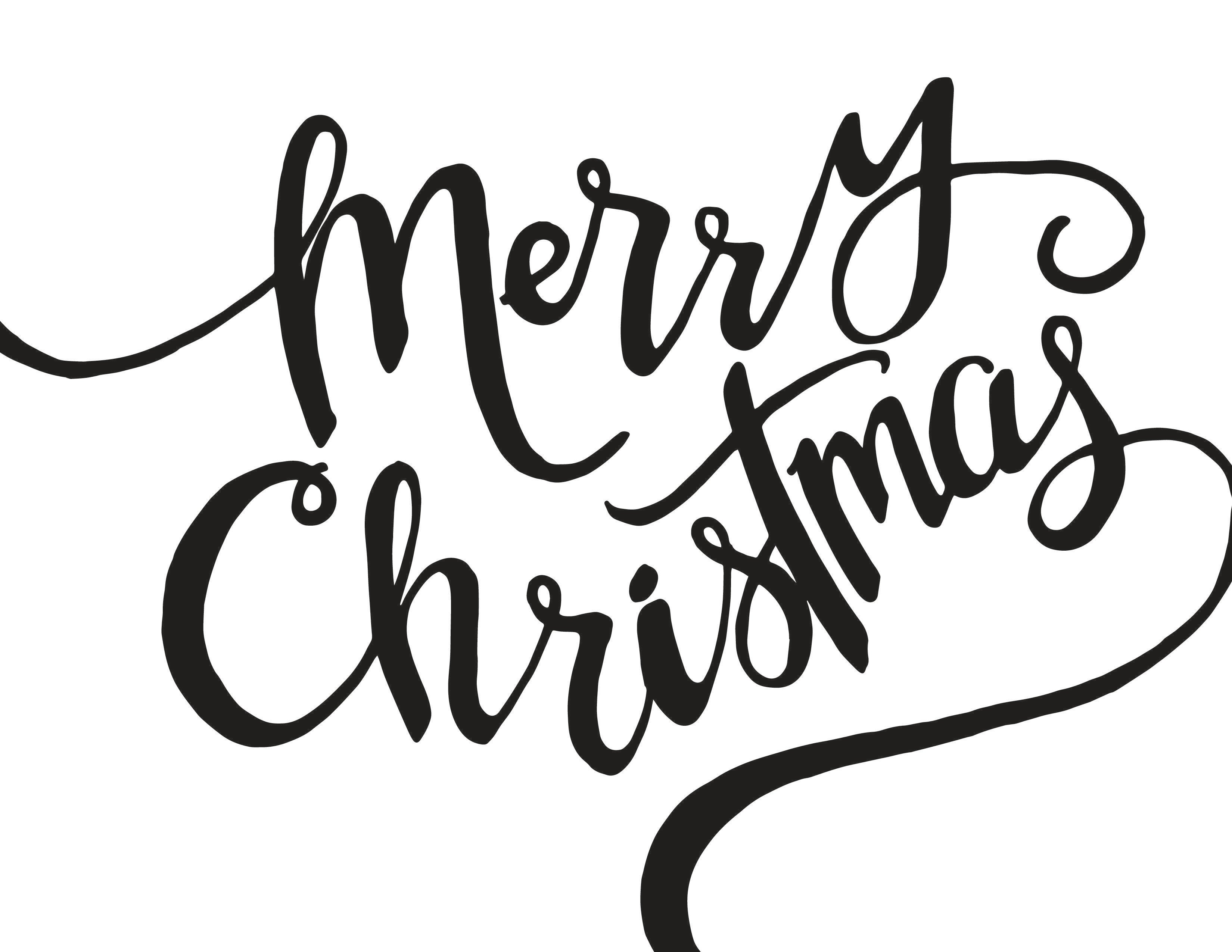 Christmas Black and White Logo - Best Photos of Merry Christmas Outline - Silver Merry Christmas ...