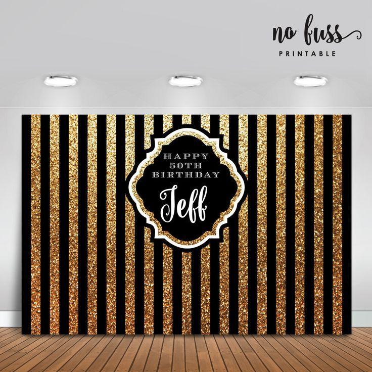 Black White and Gold Logo - Black and Gold Backdrop | Adults Party Banner | Poster | Signage ...