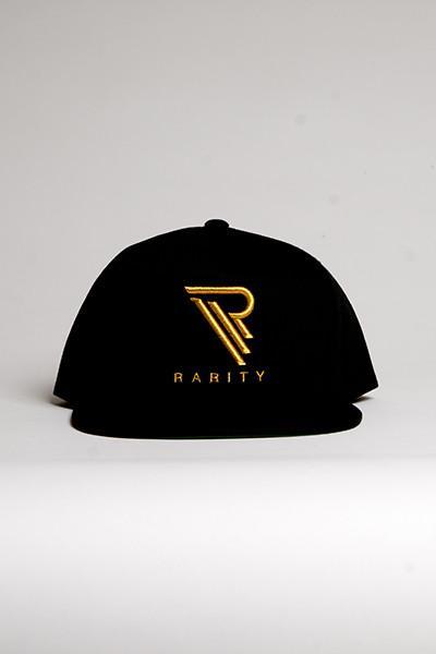 Black White and Gold Logo - Black Snap Back - Gold logo and detail – Rarity Inc Clothing