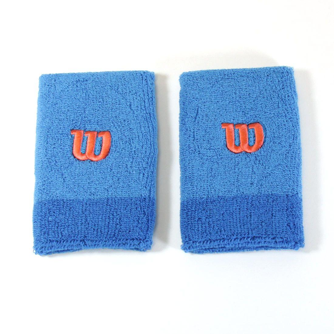 Wilson W Logo - Wilson W Logo Extra Wide Wristbands (Blue) | Direct Badminton