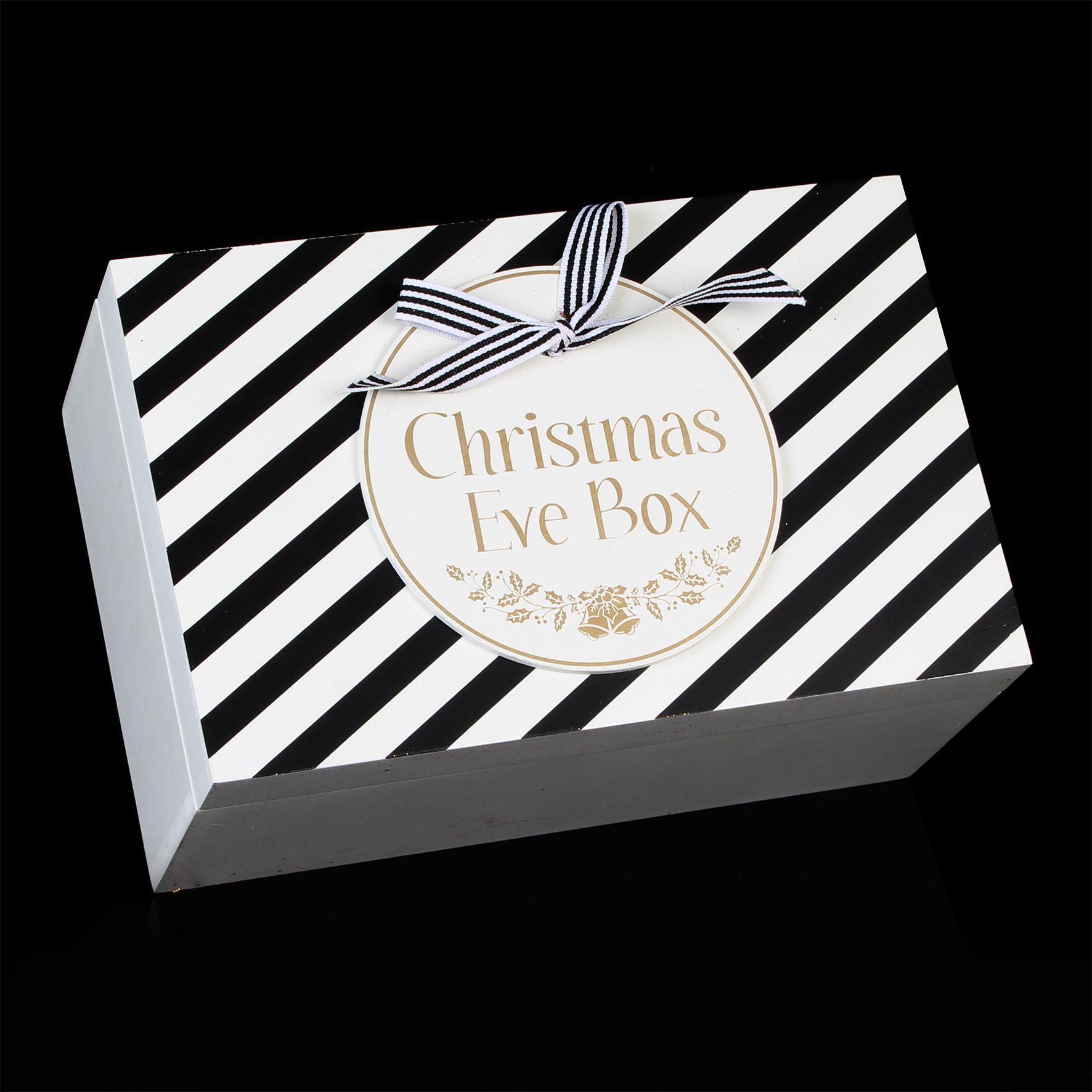Black White and Gold Logo - Christmas Eve Box - Wooden Christmas Eve Gift box Black White Gold