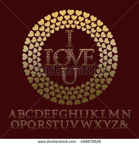 Gold U Logo - Gold patterned #letters with tendrils. Vintage #font in #romantic ...