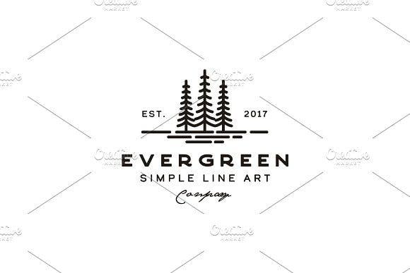 Evergreen Tree Logo - Vintage Evergreen Pine tree Logo ~ Logo Templates ~ Creative Market