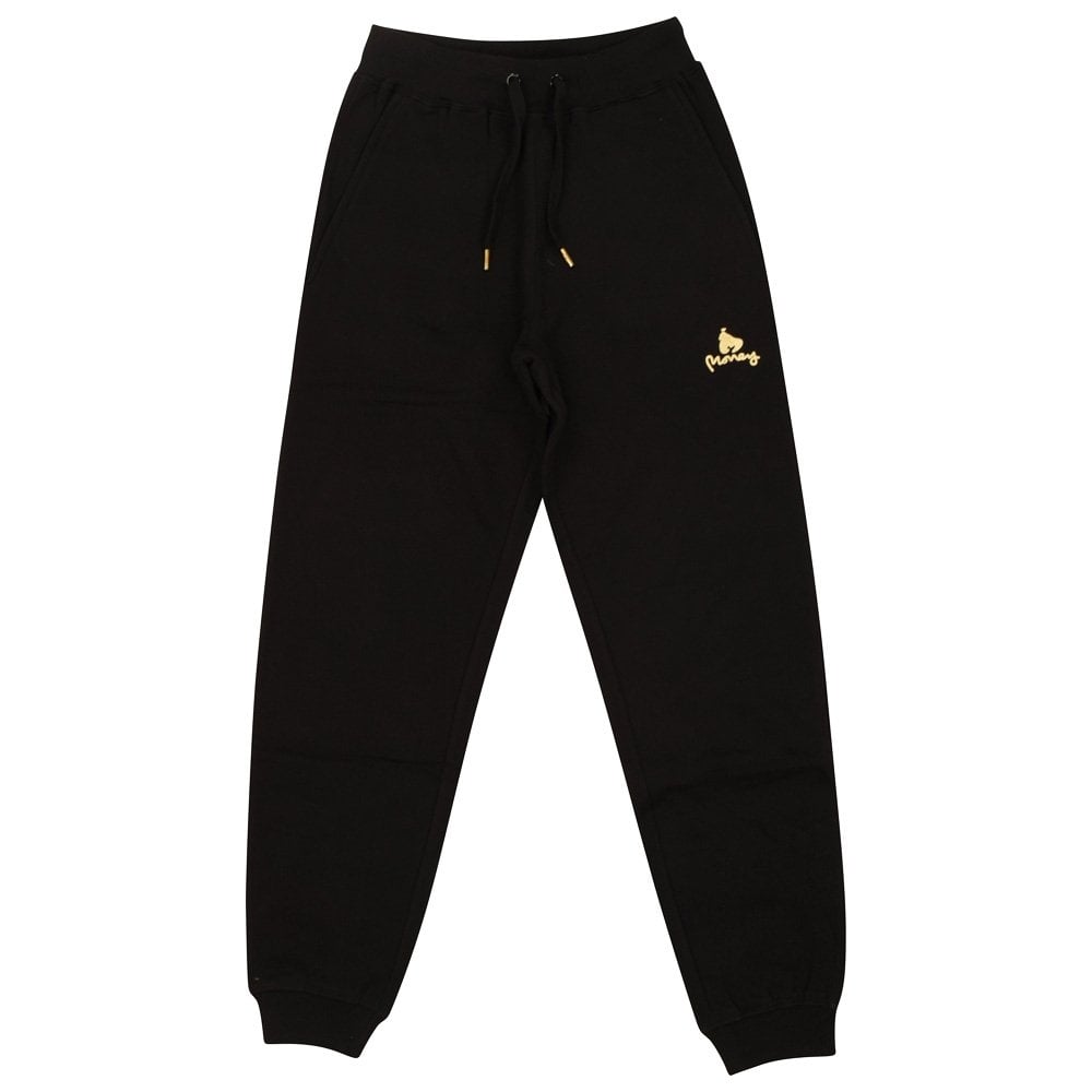 Black White and Gold Logo - MONEY CLOTHING Money Black Cuffed Gold Ape Logo Joggers - Men from ...