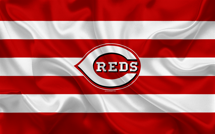 Cincinatti Red White Logo - Download wallpaper Cincinnati Reds, 4k, logo, silk texture