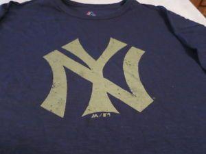 Camo Yankees Logo - NEW YORK Yankees Majestic blue camo logo Official Tee 2XL FR S/H | eBay