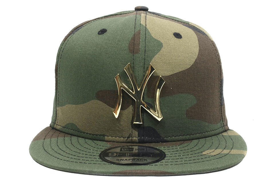 Camo Yankees Logo - New York Yankees MLB Gold Medal Logo Camo New Era Snapback – CityLineUSA