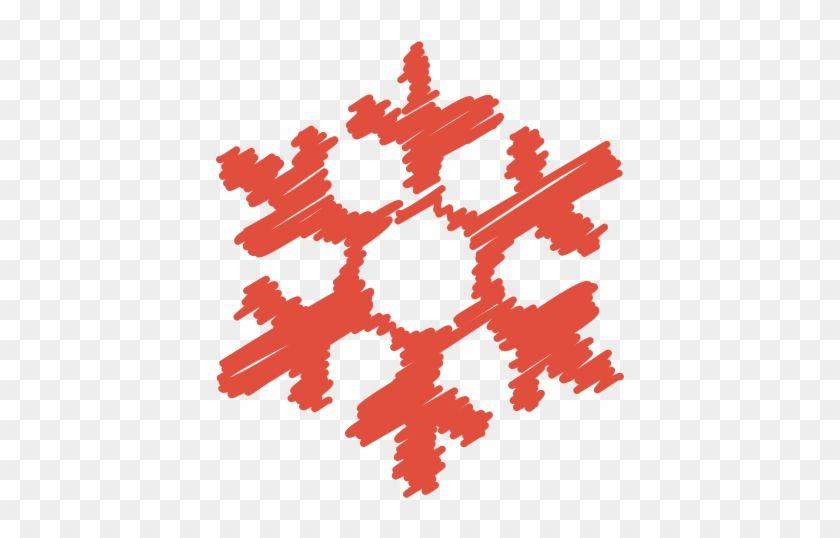 Red Snowflake Logo - Christmas Hand Drawn Scribbles Icon