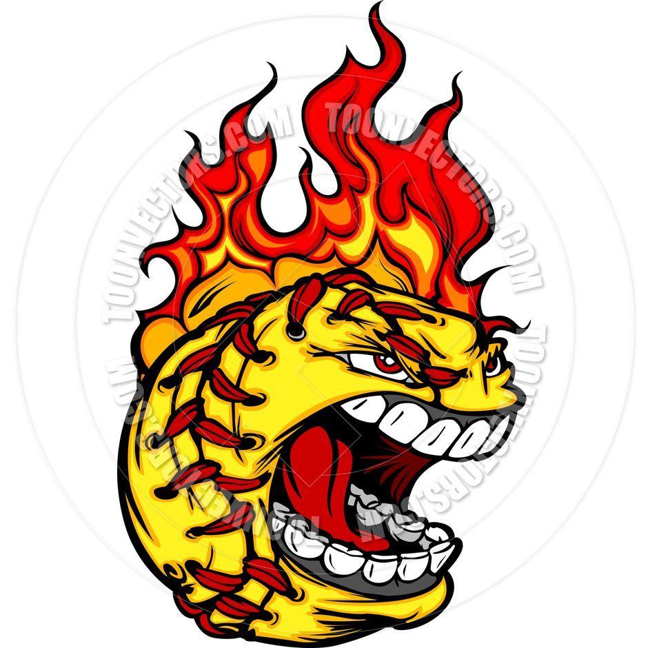 Flame Fastpitch Logo - Softball On Fire Clip Art | Fast Pitch Softball Face with Flaming ...