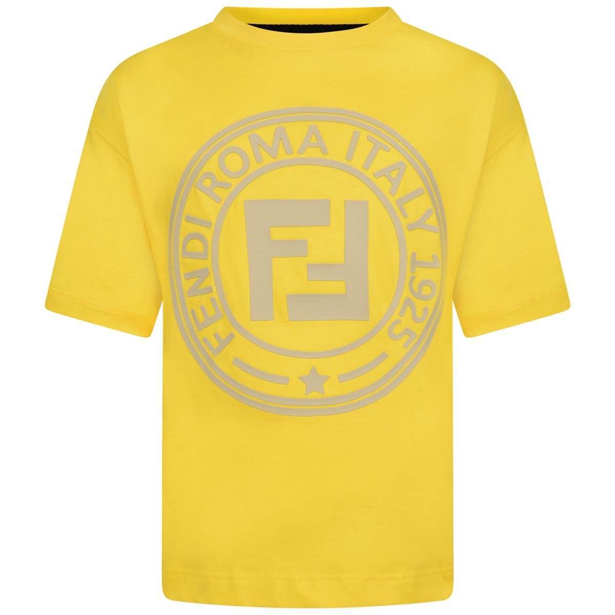Round Yellow Logo - Fendi Boys Yellow Logo Print Top