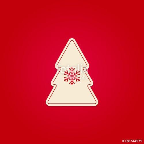 Red Snowflake Logo - Christmas tree vector patchwork, white symbol with snowflake on red