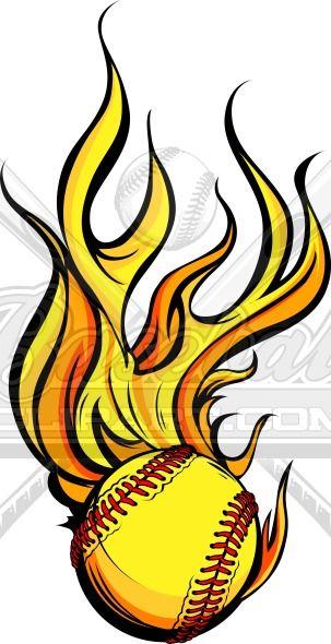 Flame Fastpitch Logo - Vector Flaming Fastpitch Softball Vector Graphic