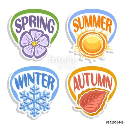 Red Snowflake Logo - Vector logo Four Seasons: spring flower hibiscus, summer