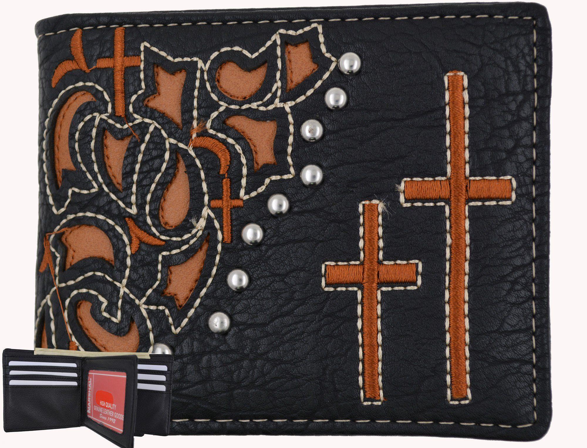 Western Cross Logo - Black Mens Cross Logo Western Credit Card ID Holder Bifold Wallet