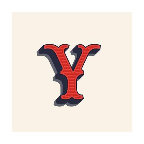 Western Cross Logo - Y Letter Logo in Vintage Western Style. Vector Font for Labels