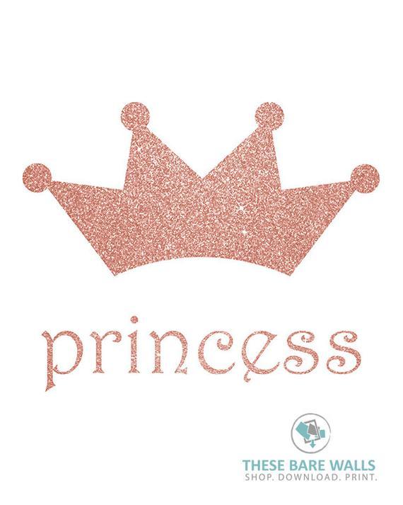 Princess Gold Crown Logo - Printable Wall Art Princess Crown Rose Gold Print Rose Gold | Etsy