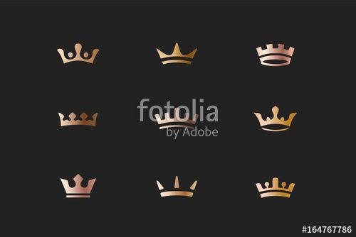 Princess Gold Crown Logo - Set of royal gold crowns, icons and logos. Isolated luxury logo for ...