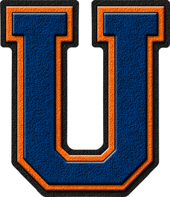 Orange and Blue U Logo - Presentation Alphabets: Royal Blue & Orange Varsity Letter U