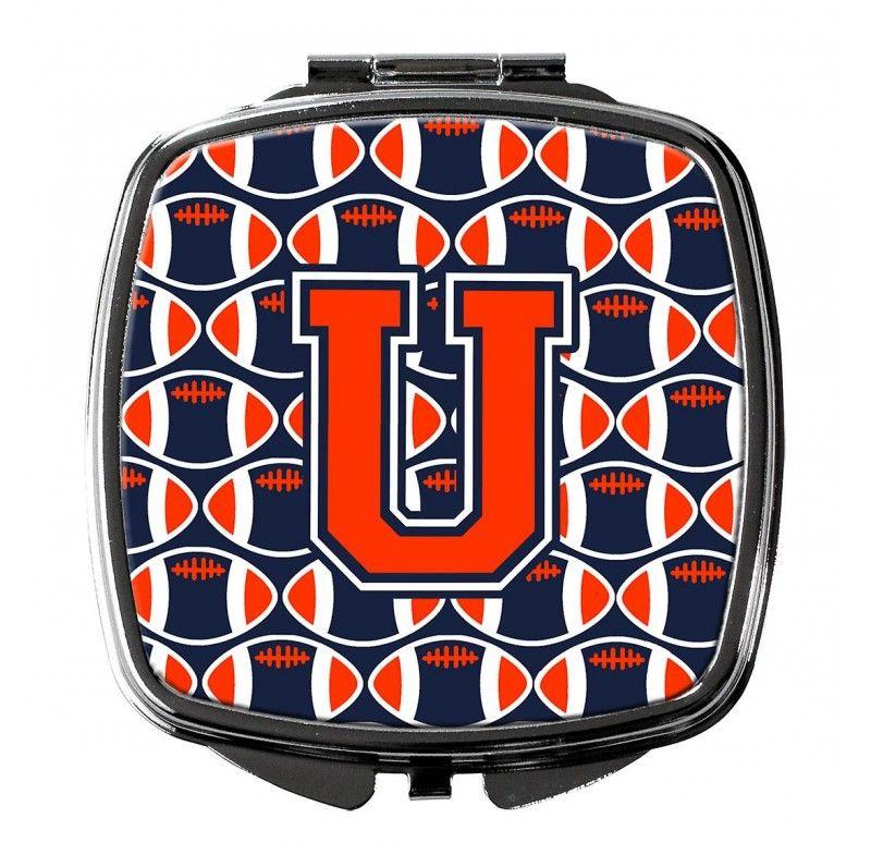 Orange and Blue U Logo - Letter U Football Orange, Blue and white Compact Mirror Z6K57WXZG