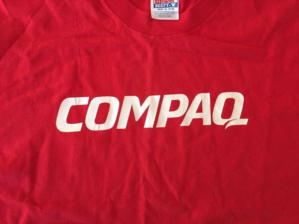 Compaq Computer Logo - Compaq Computers Retro Design Red & White Logo Computer T Shirt XL