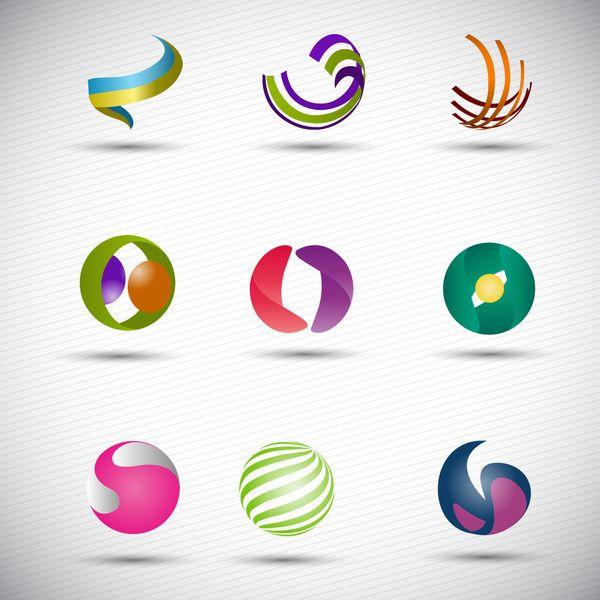 Sphere Logo - Logo design elements in 3D abstract spheres shapes Free vector