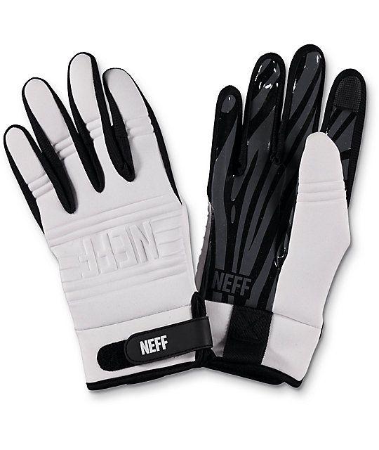 Neff Snowboard Logo - Neff Daily White & Black Pipe Snowboard Gloves | Zumiez