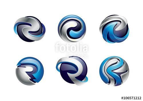 Sphere Logo - 3D Sphere Logo Letter R Design Set