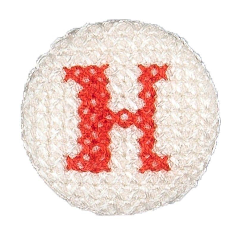 Red and White H Logo - Cross Stitch Button Letter H Red White 25mm