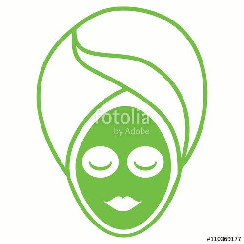 Green Mask Logo - face mask cosmetic clean salon spa skin care green icon Stock image