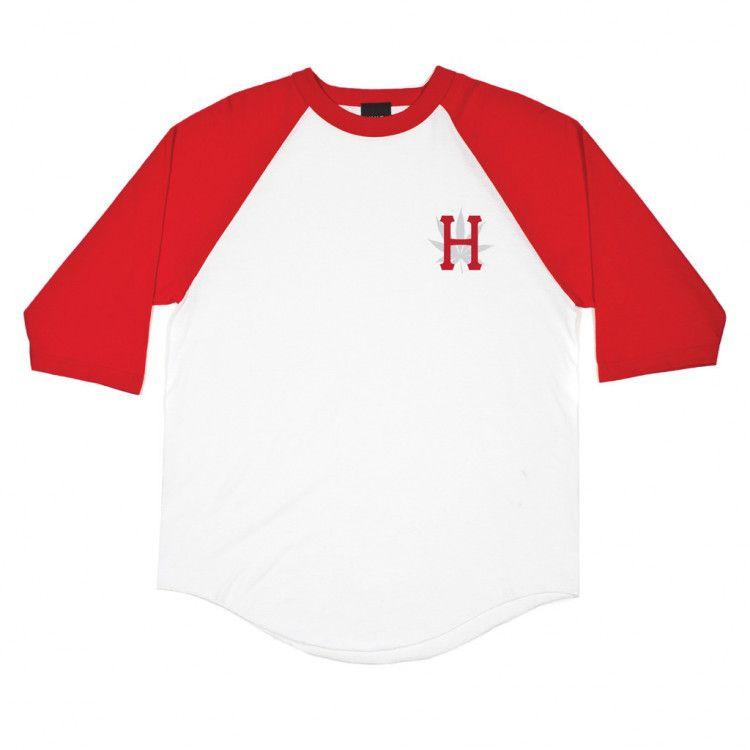 Red and White H Logo - HUF H Town red/white raglan 3/4 length T shirt | Manchester's ...