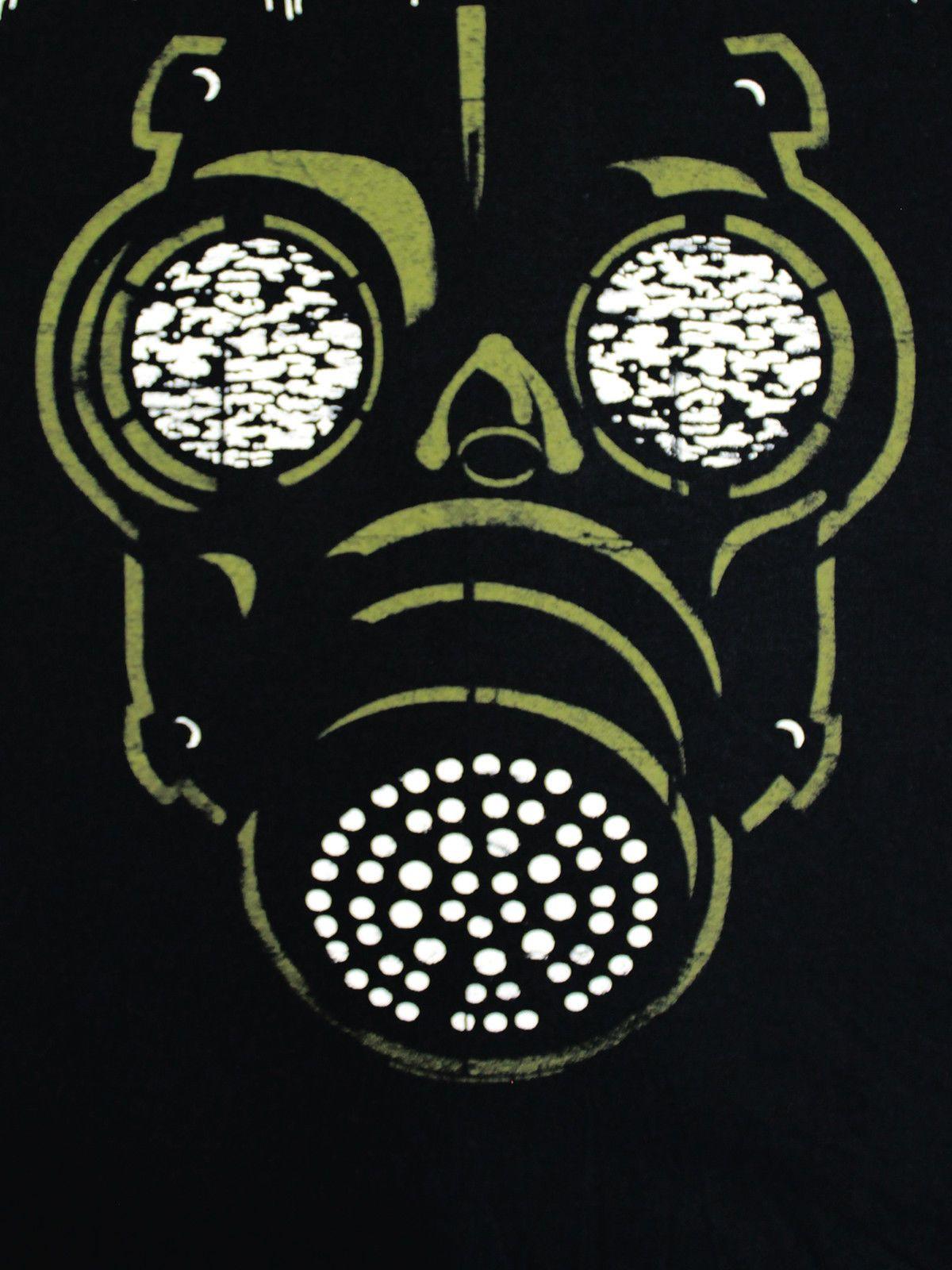 Green Mask Logo - Green Day Gas Mask Black Album Cover Official Punk Rock Music Mens T