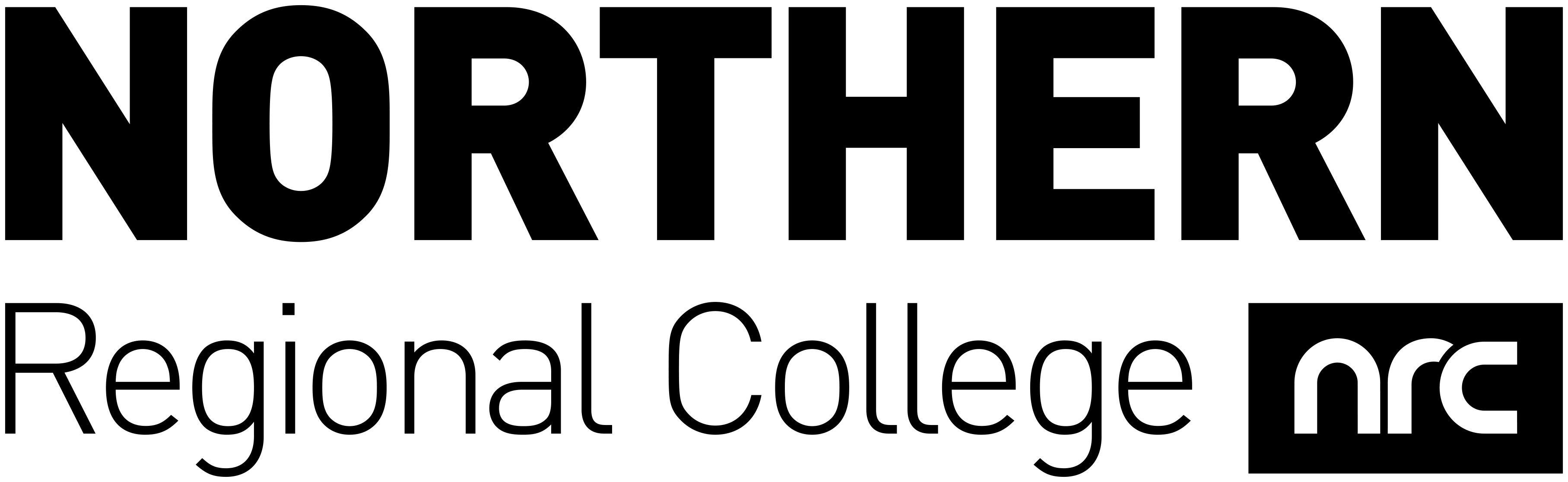 Black and White College Logo - Media Centre. NRC Northern Regional College