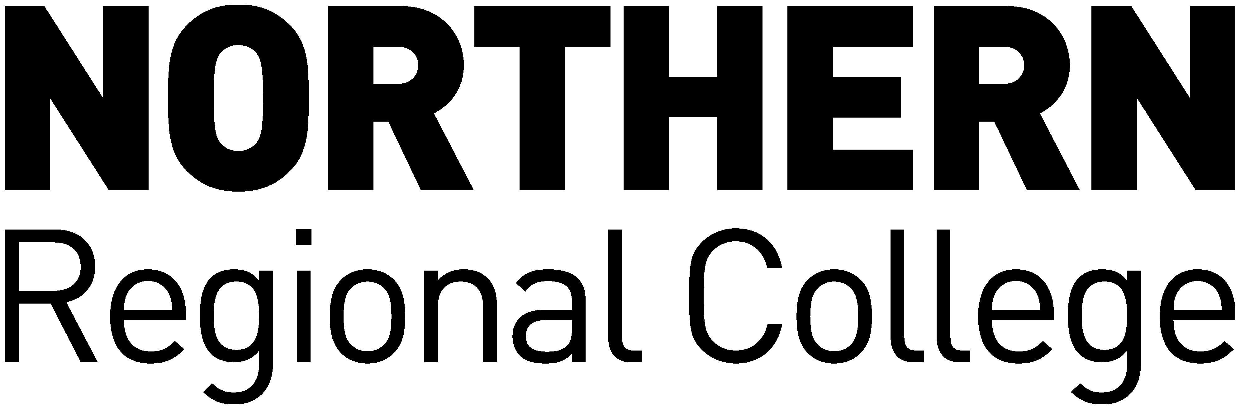 Black and White College Logo - Media Centre. NRC Northern Regional College