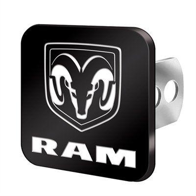 Ram Head Logo - Dodge Ram Head Logo Metallic Black Brushed Hitch Plug