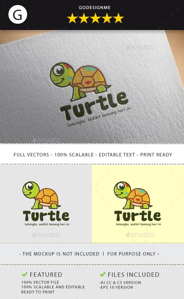 Cute Turtle Logo - Cute Turtle by godesignme_kong | GraphicRiver