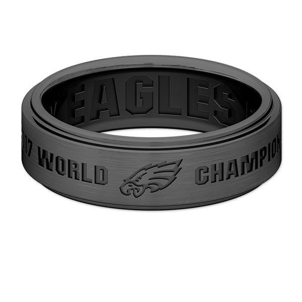 Black and White Philadelphia Eagles Word Logo - Philadelphia Eagles Official Fan Collection - Eagles Band Ring (PHE025)
