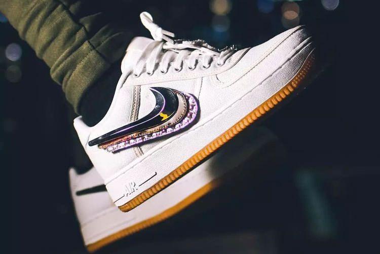 Combined Sneaker Logo - Travis Scott x Nike Air Force 1 Lightweight canvas material combined ...