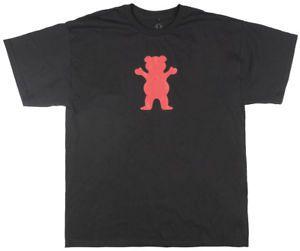 Red and Black Grizzly Griptape Bear Logo - GRIZZLY GRIPTAPE OG BEAR T-SHIRT BLACK RED SKATEBOARD TOP MENS | eBay