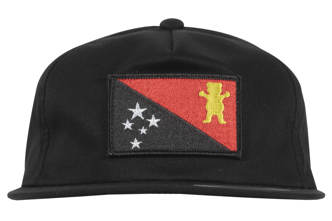 Red and Black Grizzly Griptape Bear Logo - BLACK SCALE GRIZZLY GRIPTAPE FLAG SNAPBACK HAT MENS STREETWEAR ...