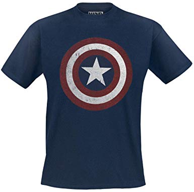 Captain America Shield Logo - Captain America Shield Logo T Shirt Navy: Amazon.co.uk: Clothing