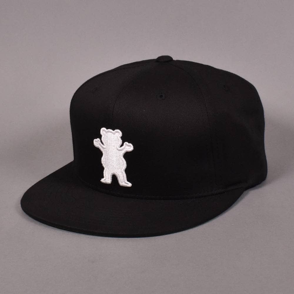 Red and Black Grizzly Griptape Bear Logo - Grizzly Griptape OG Bear Snapback Cap - Black - SKATE CLOTHING from ...