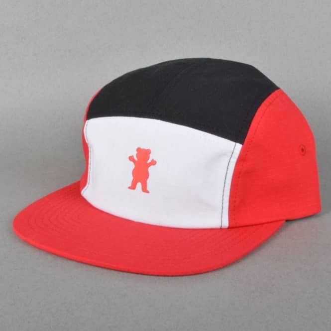 Red and Black Grizzly Griptape Bear Logo - Grizzly Griptape Kodak Camp 5 Panel Cap