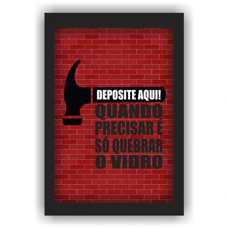 Quebre Logo - Quadro Porta Dinheiro Cofre Madeira e Vidro Decoração Quebre o Vidro ...