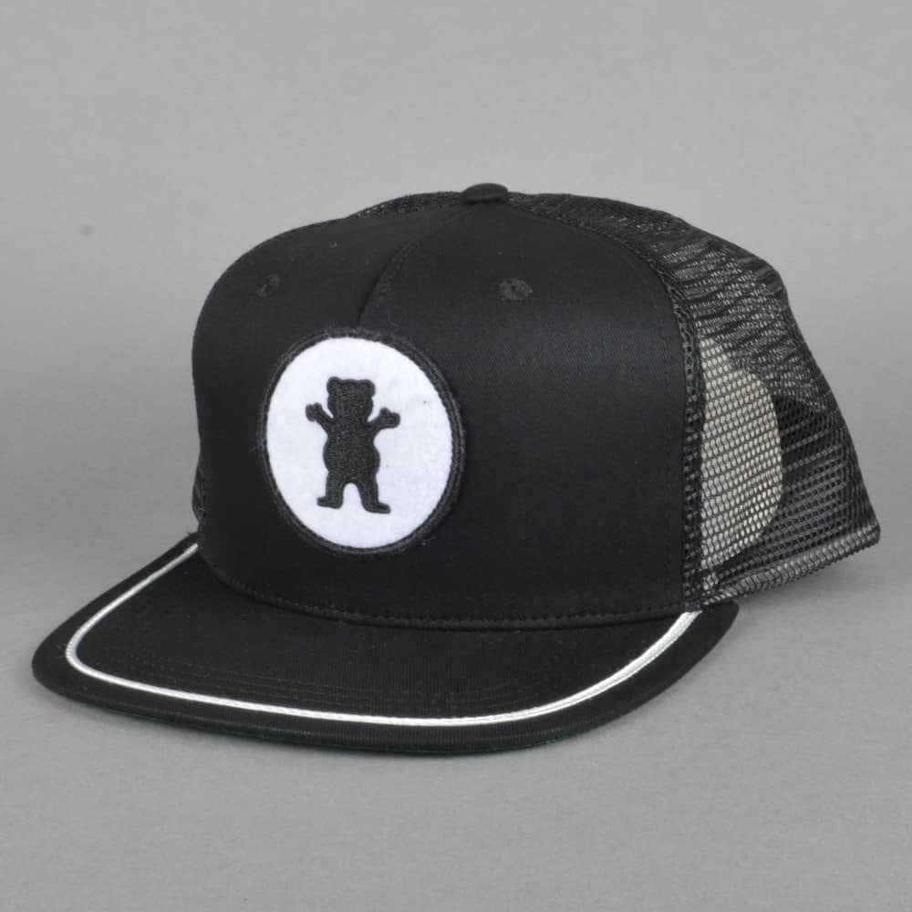 Red and Black Grizzly Griptape Bear Logo - Grizzly Griptape OG Bear Patch Trucker Cap CLOTHING