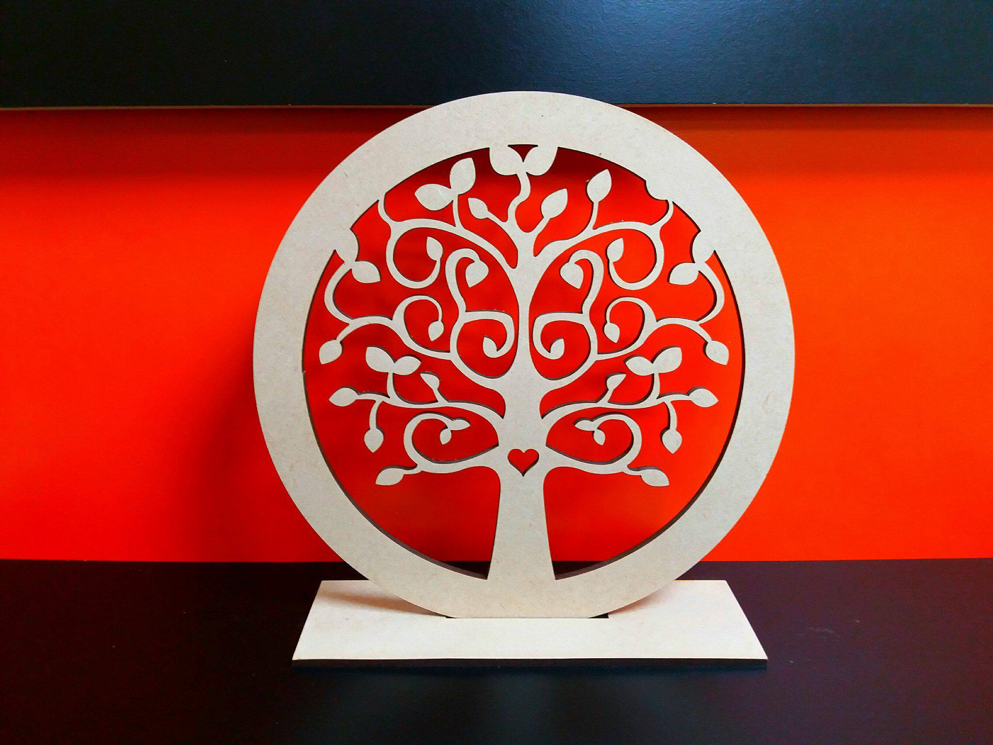 Red Tree Circle Logo - Plain Tree Circle With Stand 20cm x 20cm | Woodform Crafts