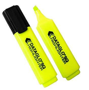 Highliter Yellow Logo - 10x Yellow Dataglo SQ Chisel Tip Highlighters. Classpack - Pack of ...
