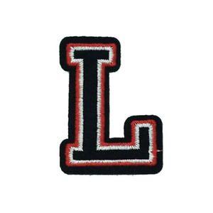 Black and Red Cool L Logo - Black and Red Letter L (Iron On) Embroidery Applique Patch Sew Iron